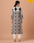 Abstract Contrast Black and White Dupion Silk Kurta Set