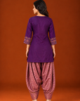 Purple Short Shirt With Farsi Pant