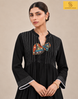 Black Premium Cotton Kurta Palazzo Set