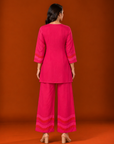 Pink Pleated Short Kurta & Pant