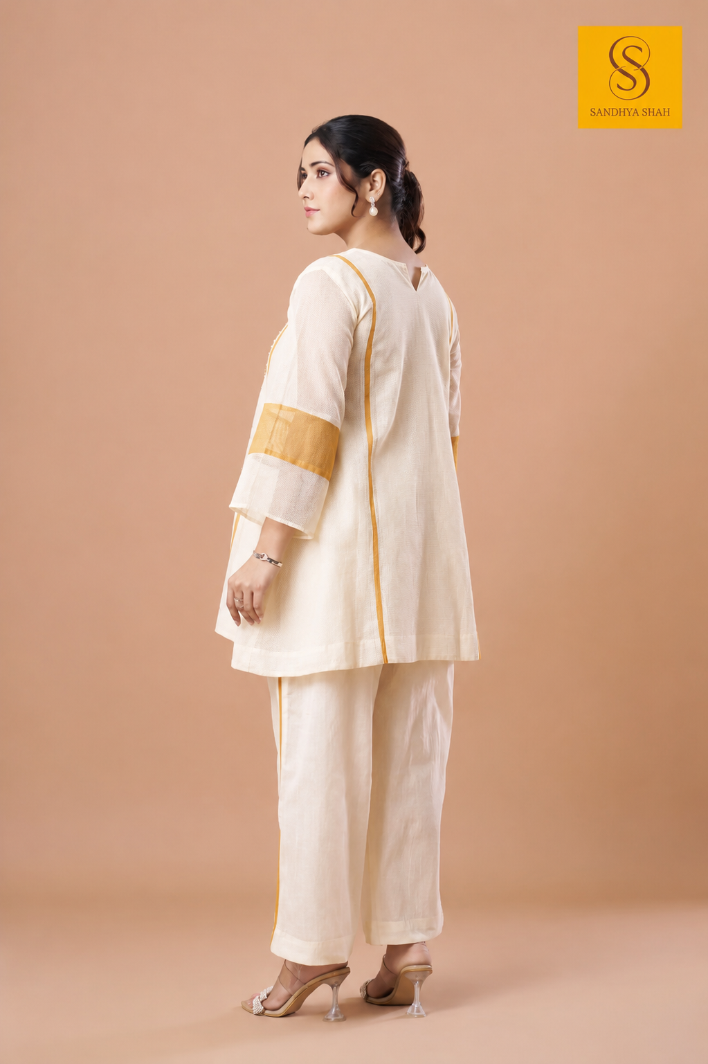 Off White Yellow Mandala Kurta Set
