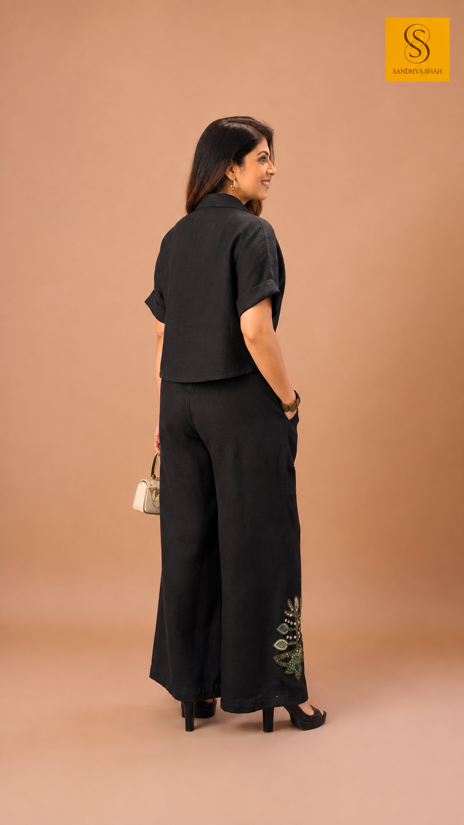 Black Hand-Beaded Co ord set