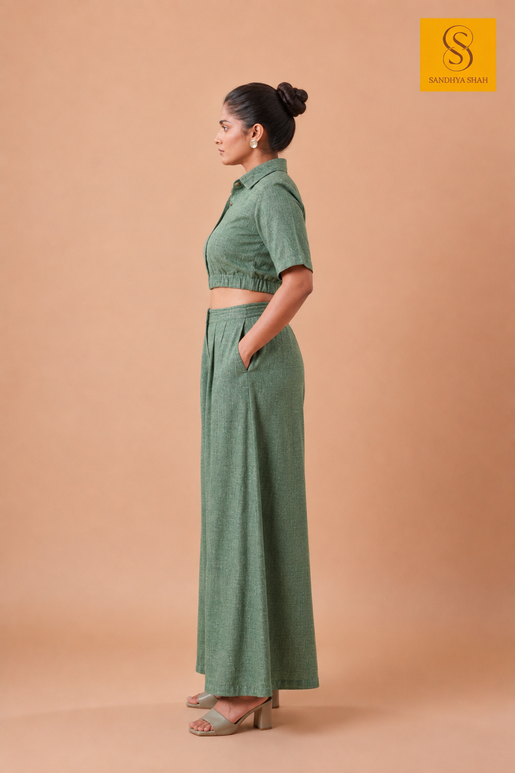 Olive Green Textured Jute Co-ord