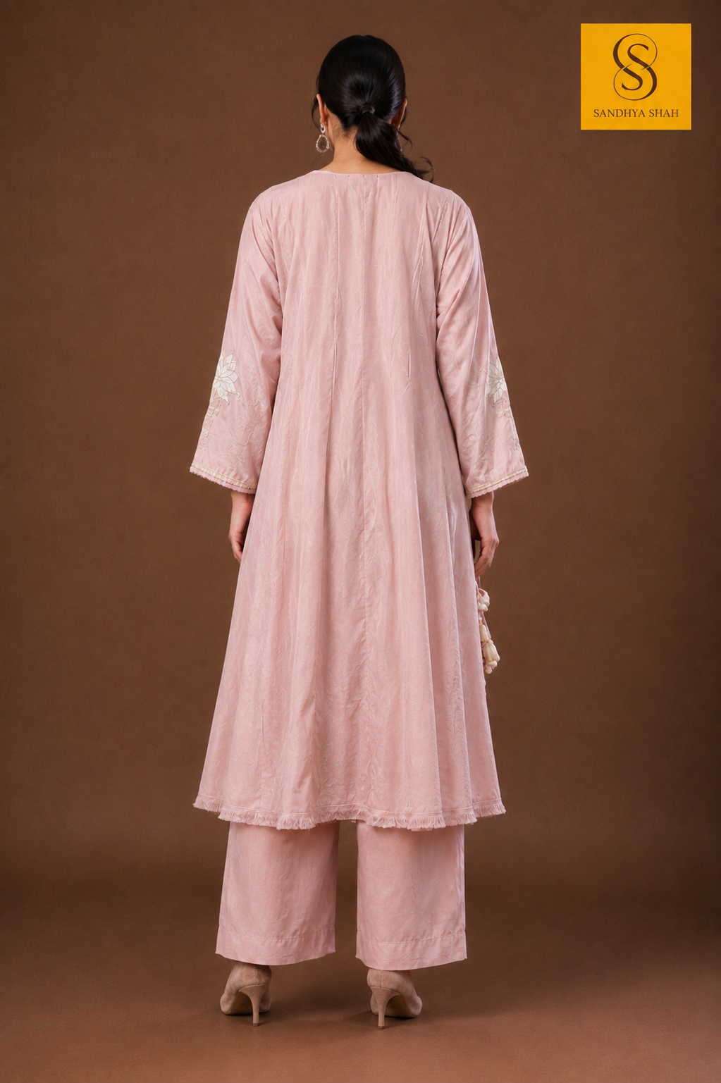 Pastel Pink Angrakha-Style Cotton 3 Piece Kurta Set