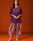 Purple Short Shirt With Farsi Pant