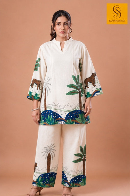 Ivory Cotton Nature Printed Co-Ord Set