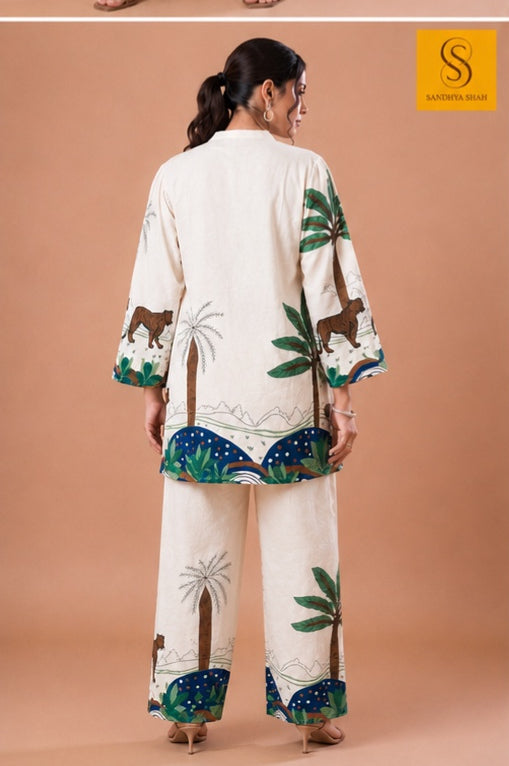 Ivory Cotton Nature Printed Co-Ord Set