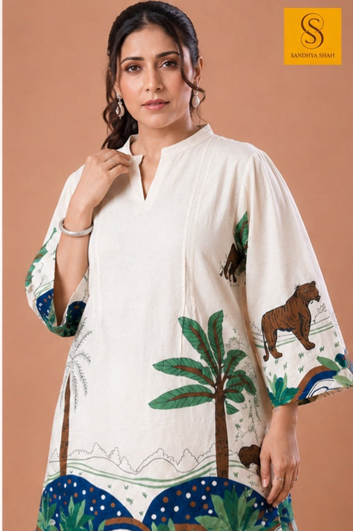Ivory Cotton Nature Printed Co-Ord Set