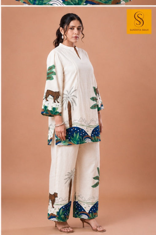 Ivory Cotton Nature Printed Co-Ord Set