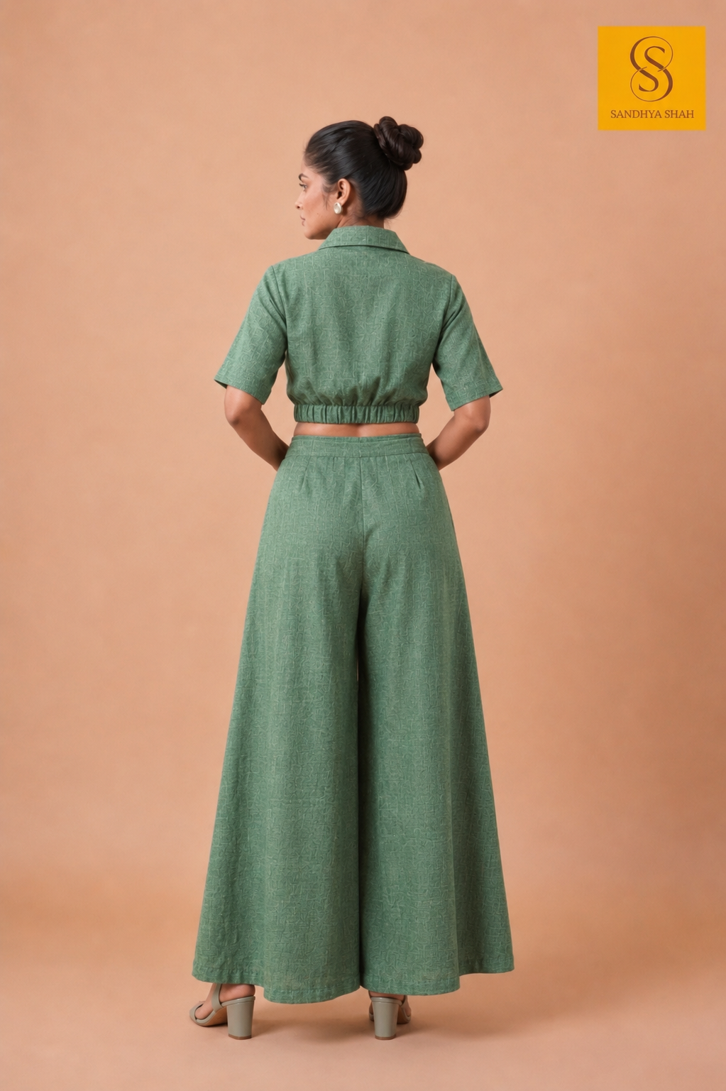 Olive Green Textured Jute Co-ord