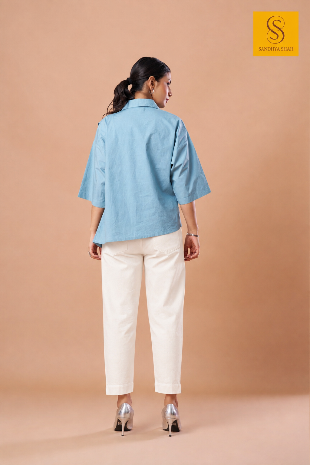Asymmetric Premium Cotton Sky Blue Shirt