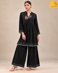 Black Premium Cotton Kurta Palazzo Set