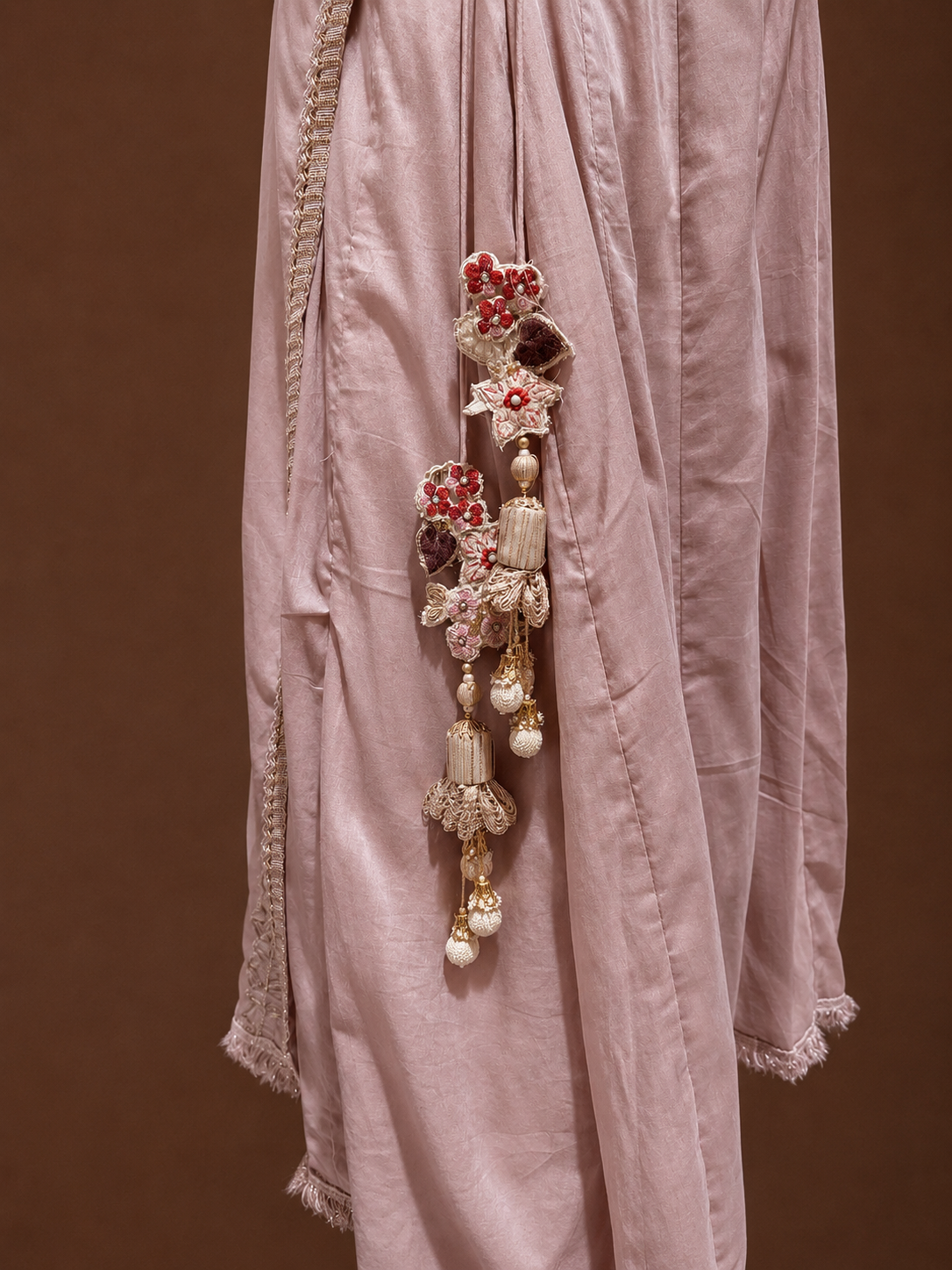 Pastel Pink Angrakha-Style Cotton 3 Piece Kurta Set