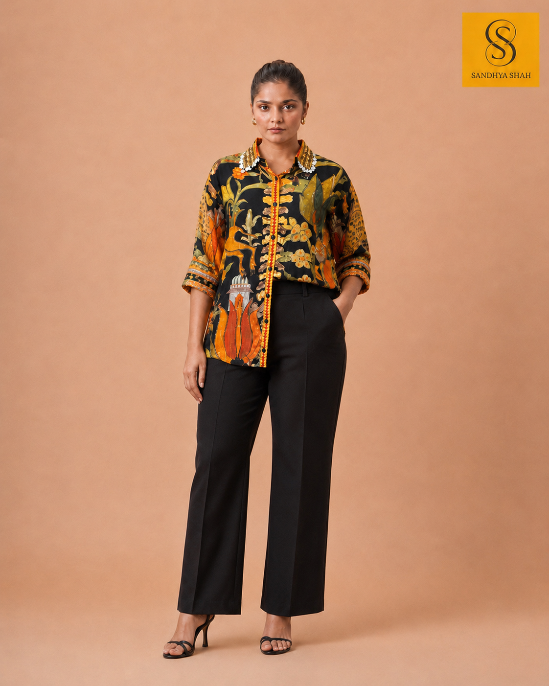 Leopard Printed Crepe Shirt