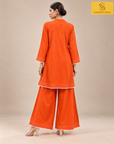 Orange Premium Cotton Kurta Palazzo Set
