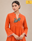 Orange Premium Cotton Kurta Palazzo Set