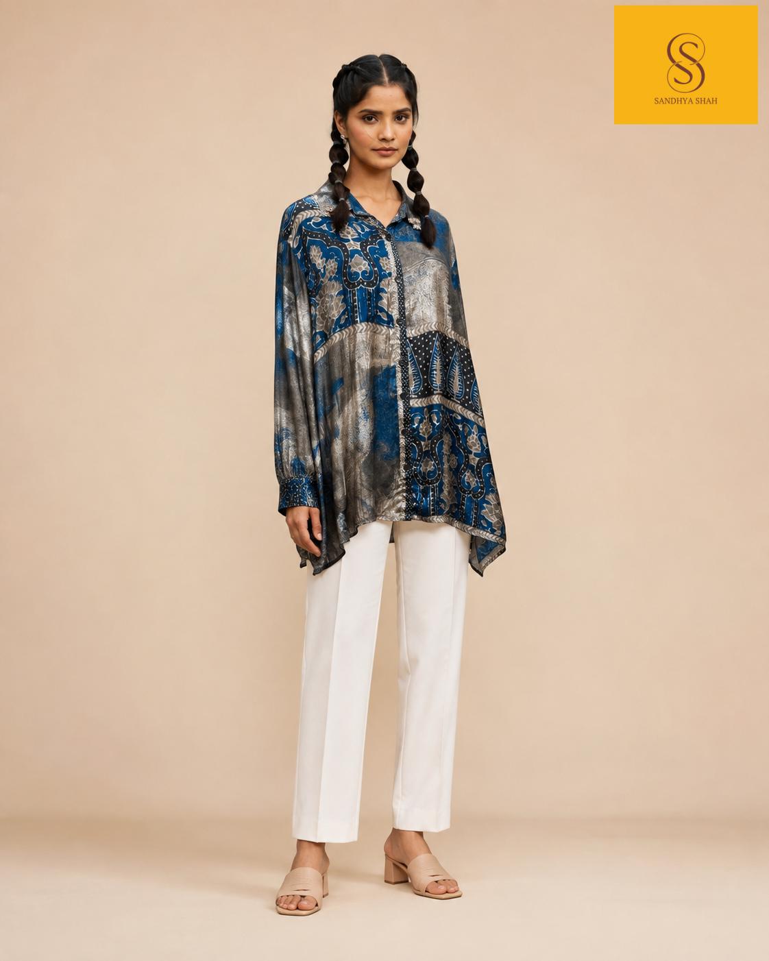 Indigo Fusion Printed Crepe Shirt