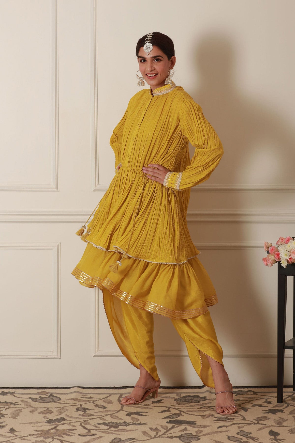 Yellow Diva Kurta With Dhoti Pant