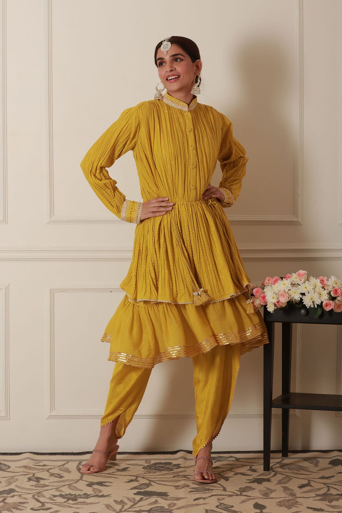 Yellow Diva Kurta With Dhoti Pant