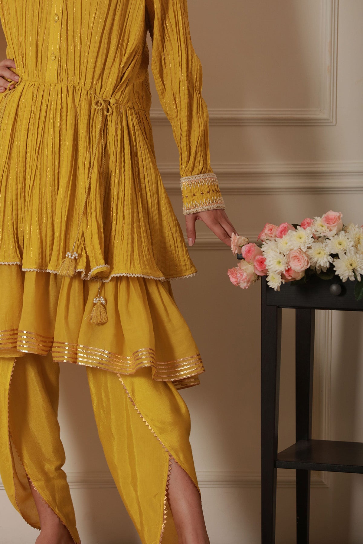 Yellow Diva Kurta With Dhoti Pant