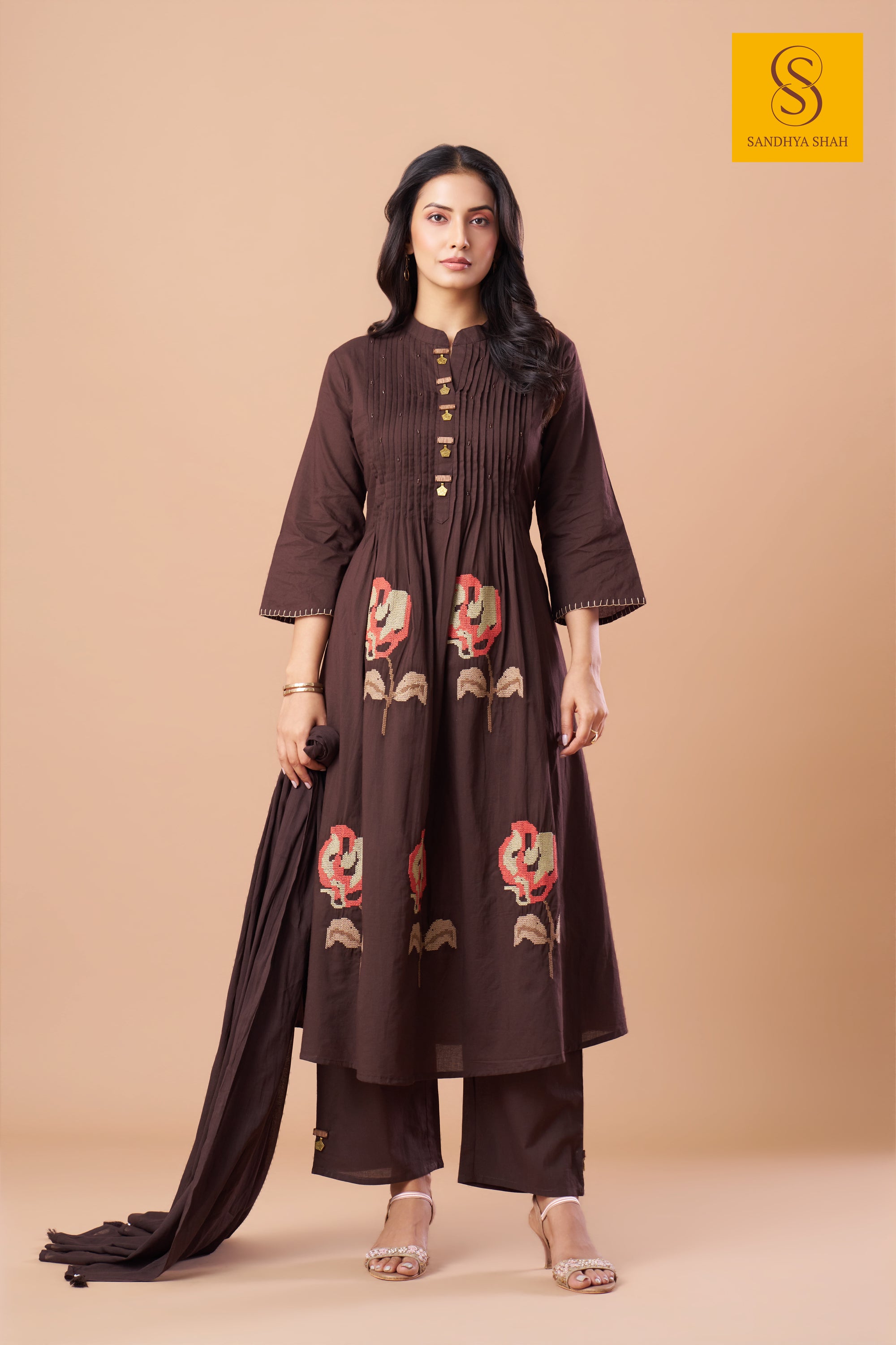 Espresso Flora Kurta Set