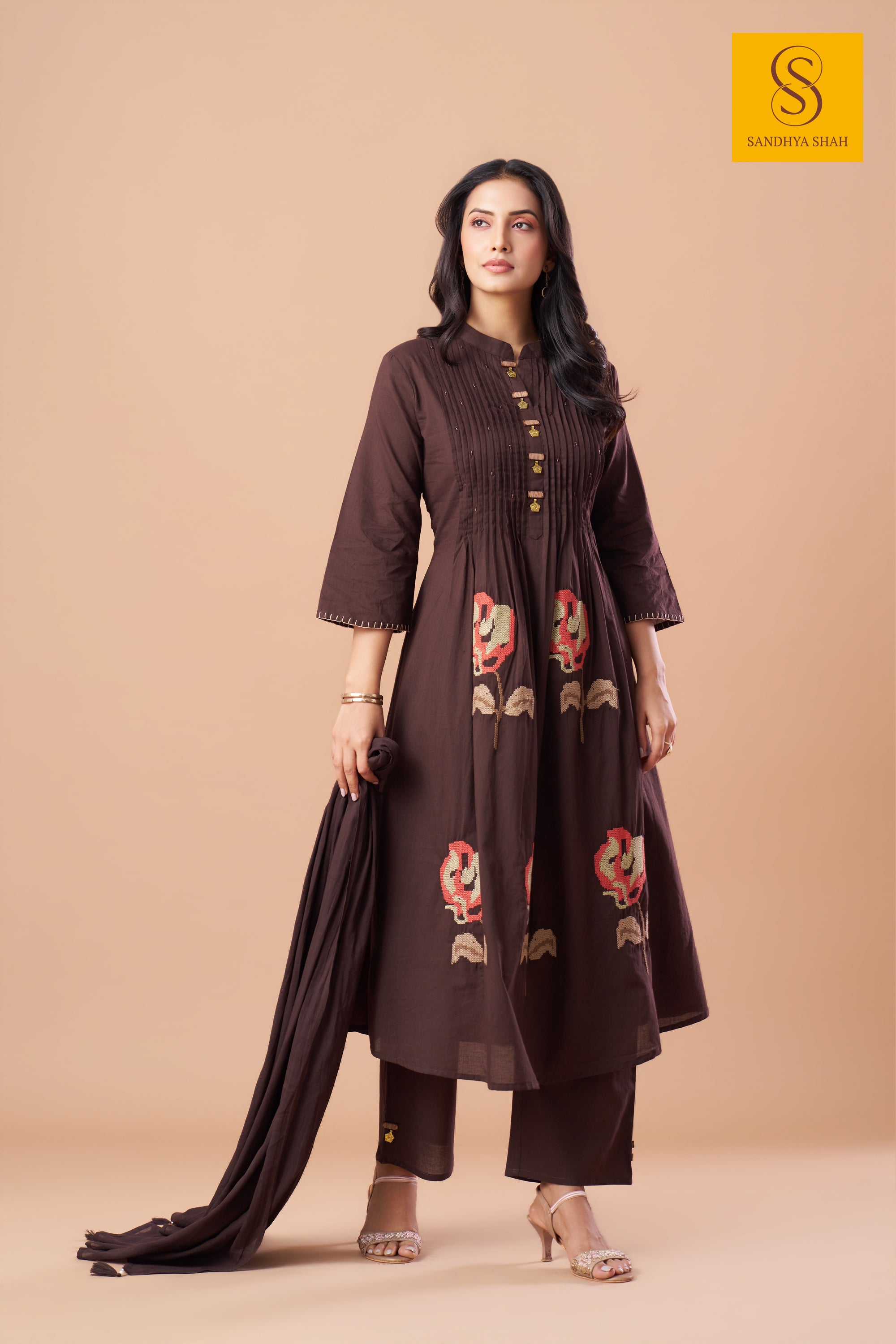 Espresso Flora Kurta Set