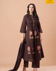 Espresso brown kurta set styled for a festive family gathering