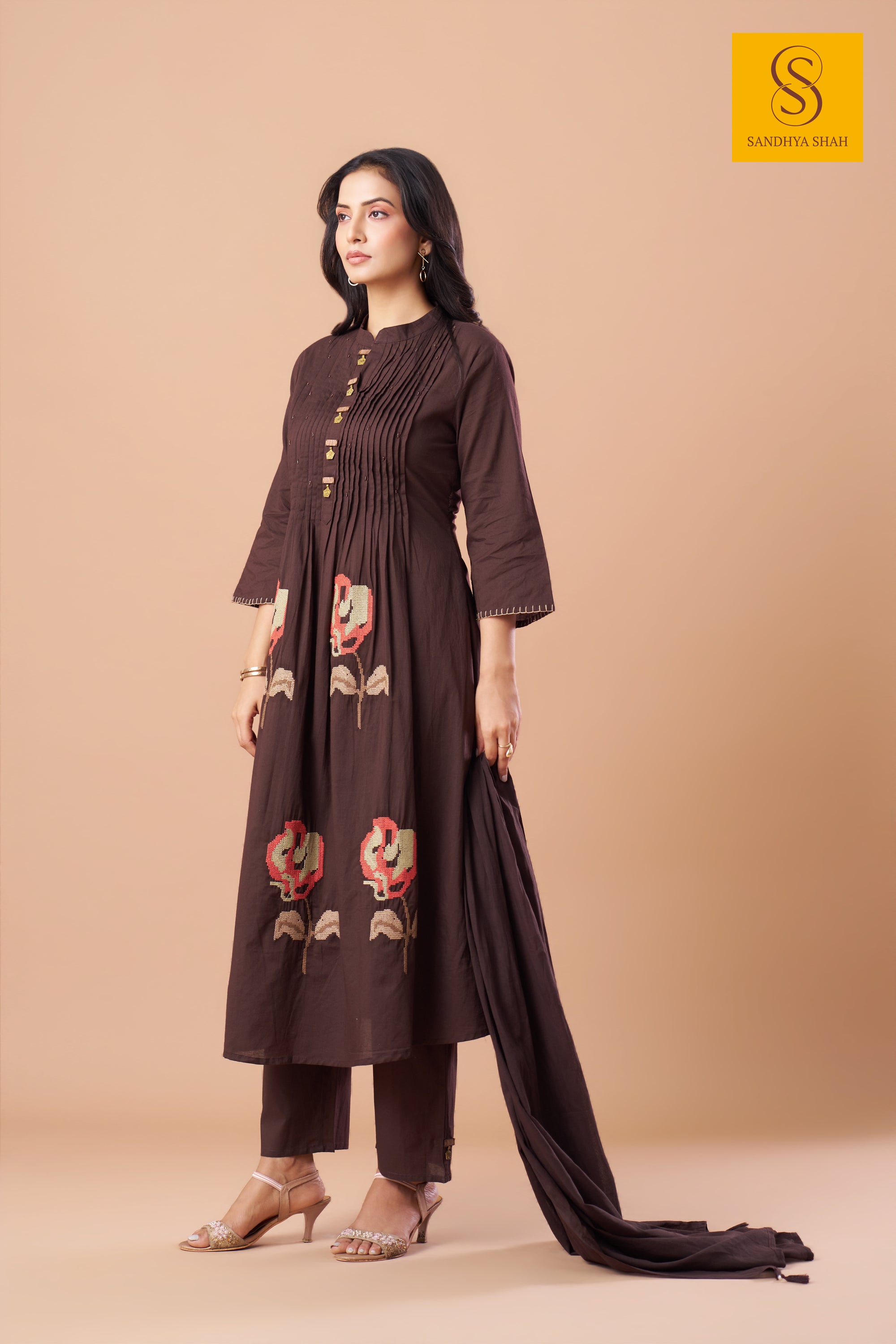 Espresso Flora Kurta Set