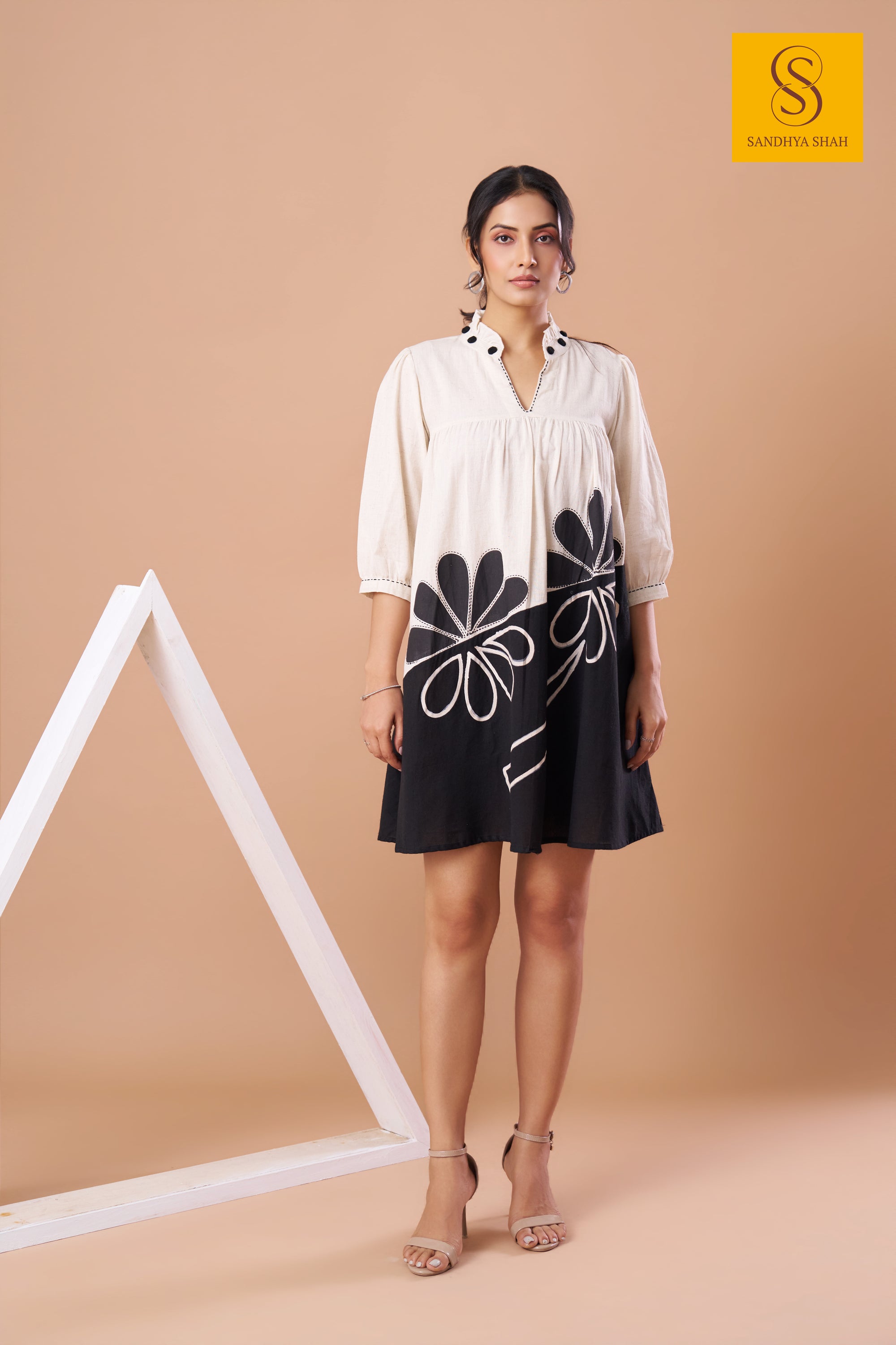 Monochrome Dahlia Dress