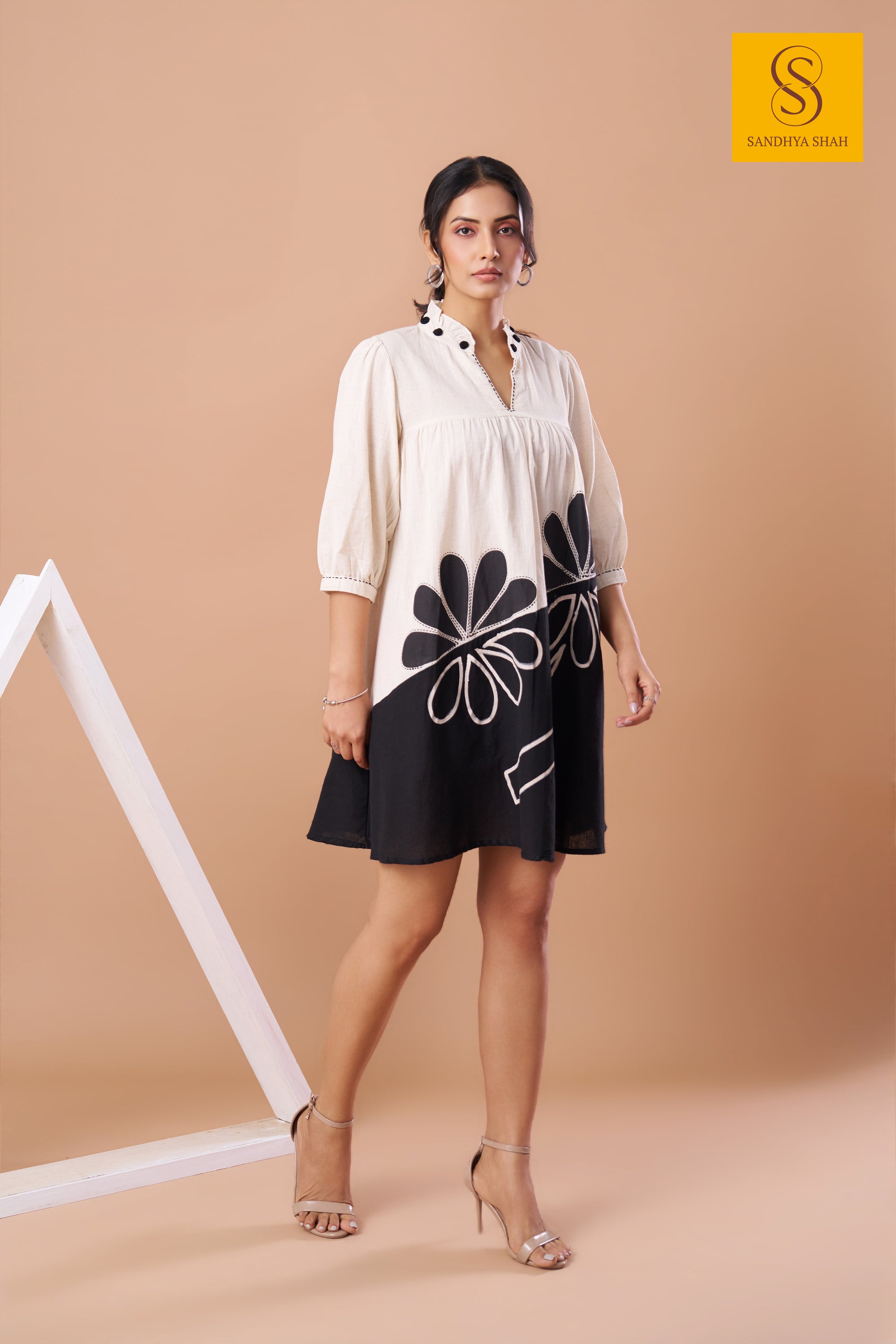 Monochrome Dahlia Dress