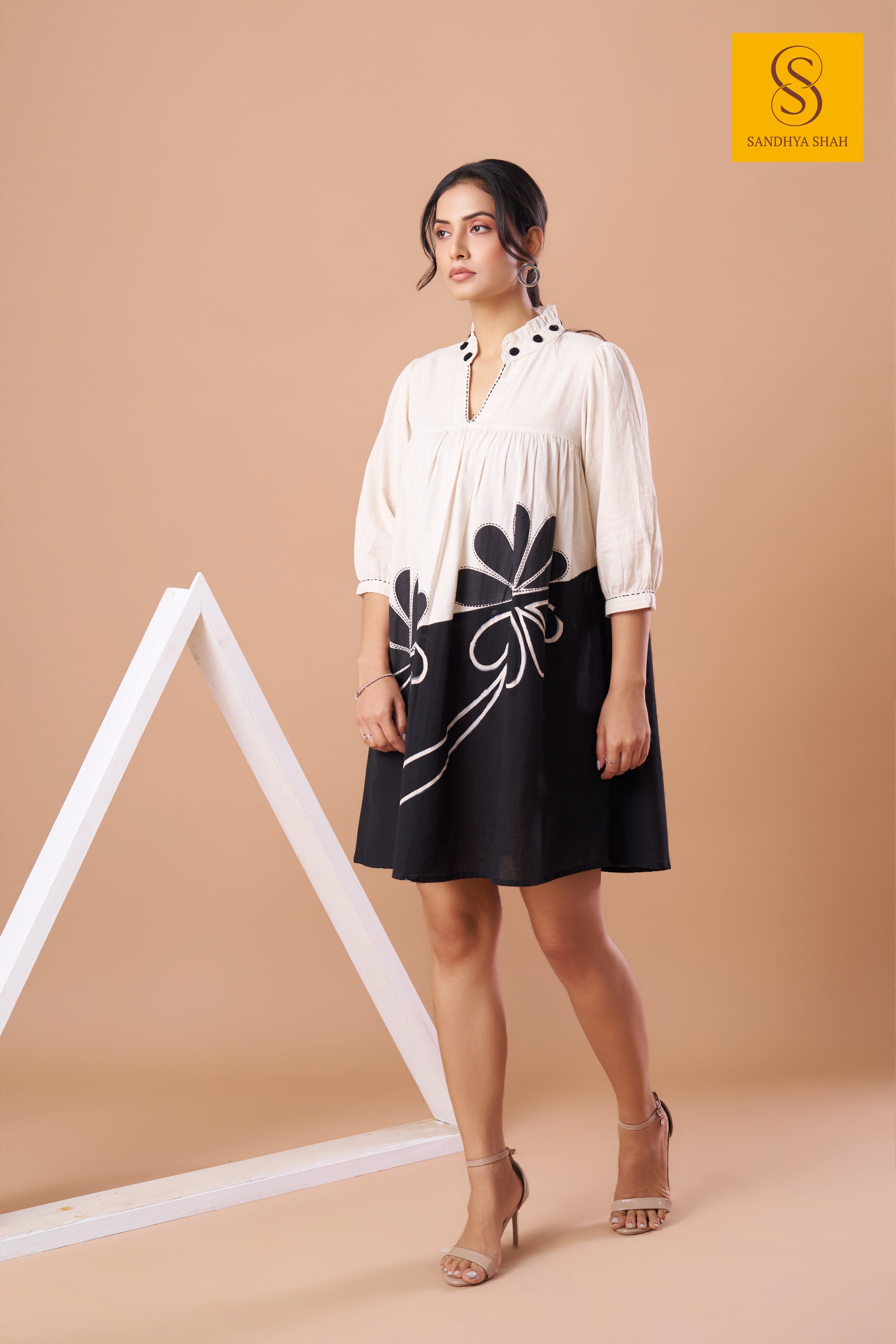 Monochrome Dahlia Dress