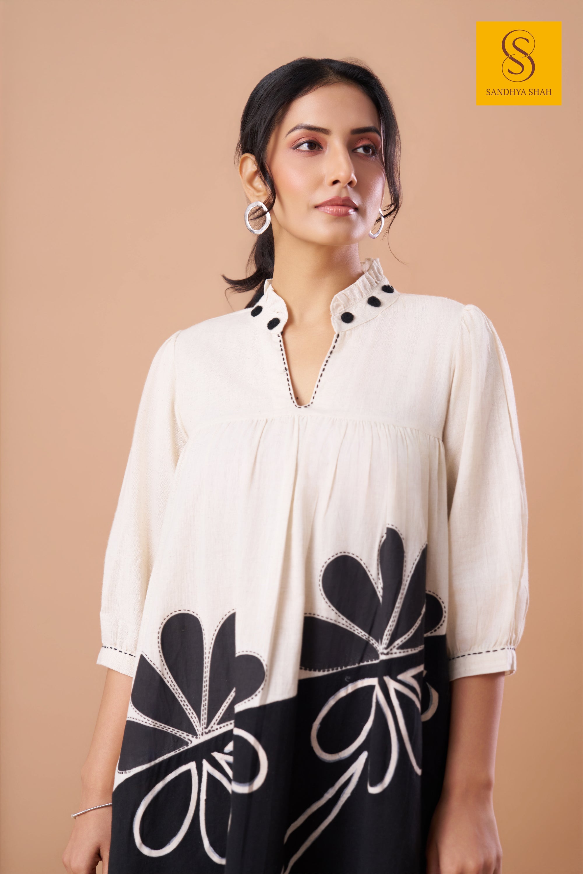 Monochrome Dahlia Dress