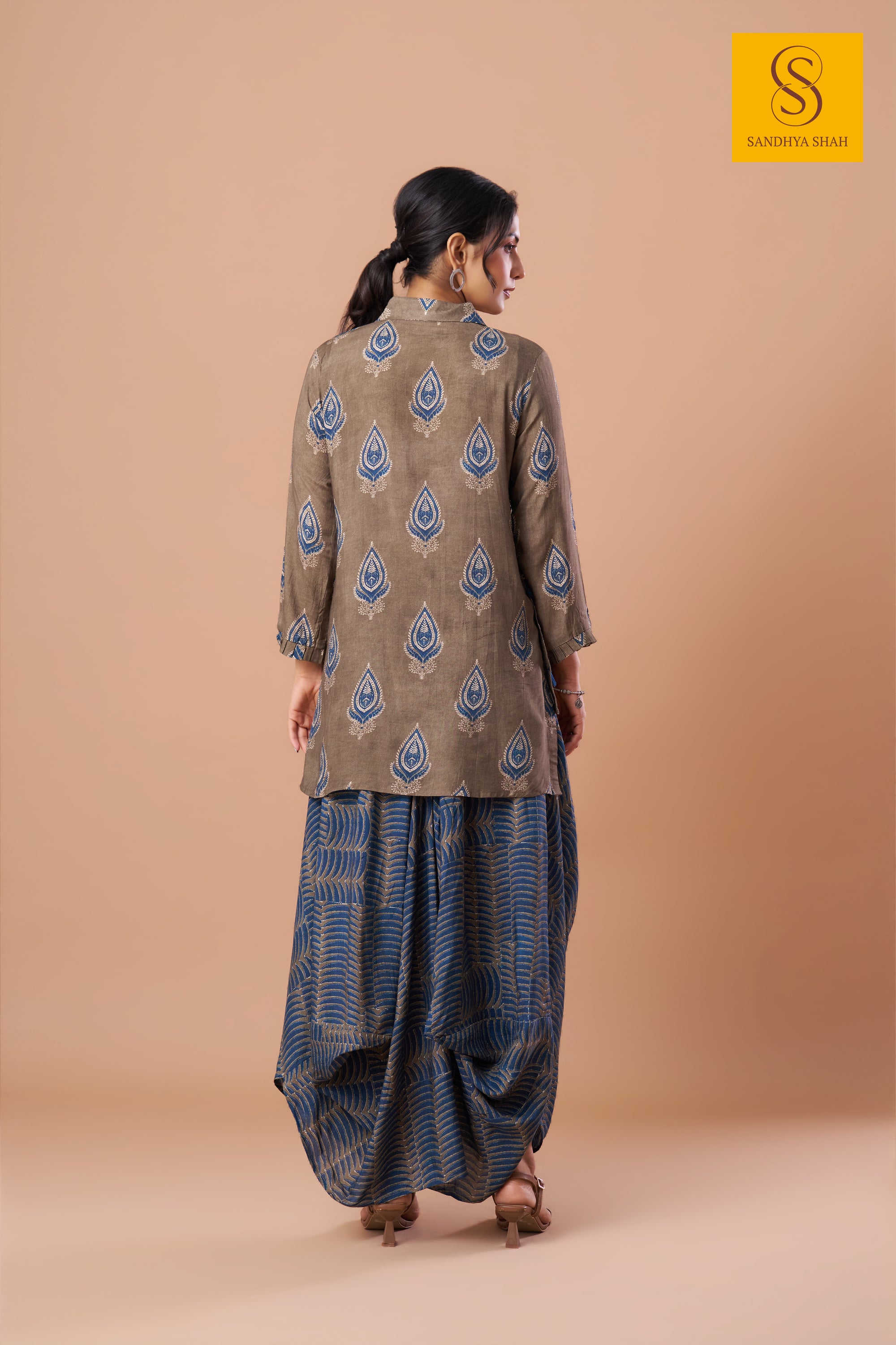 Indigo Paisley Dhoti Set
