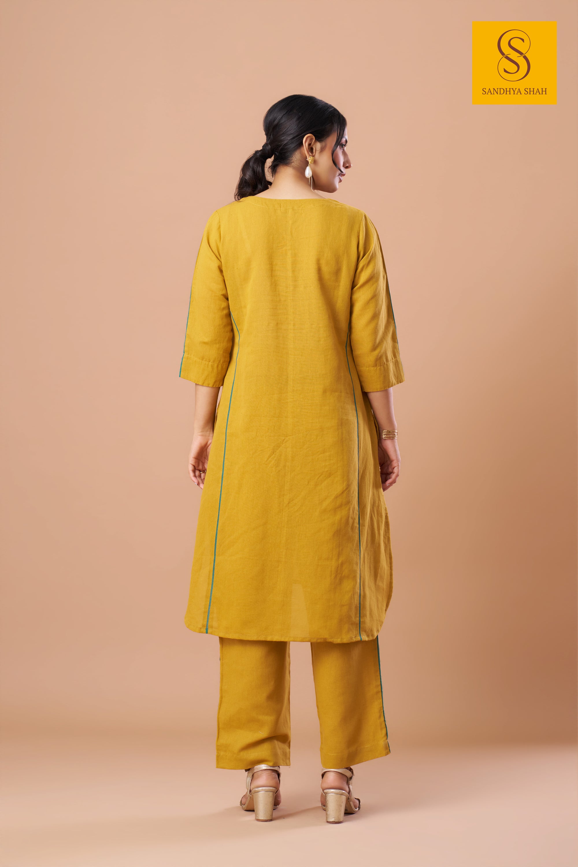 Mustard Motif Kurta Set