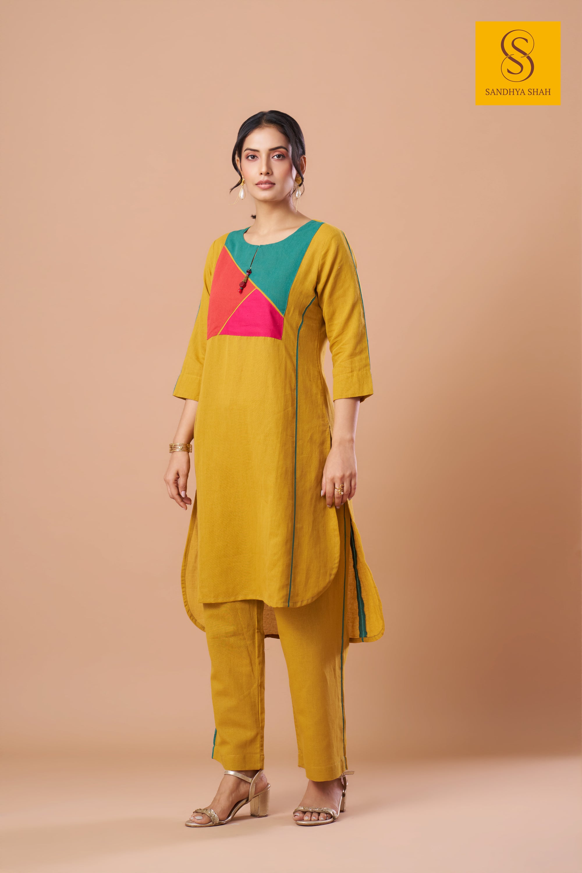 Mustard Motif Kurta Set