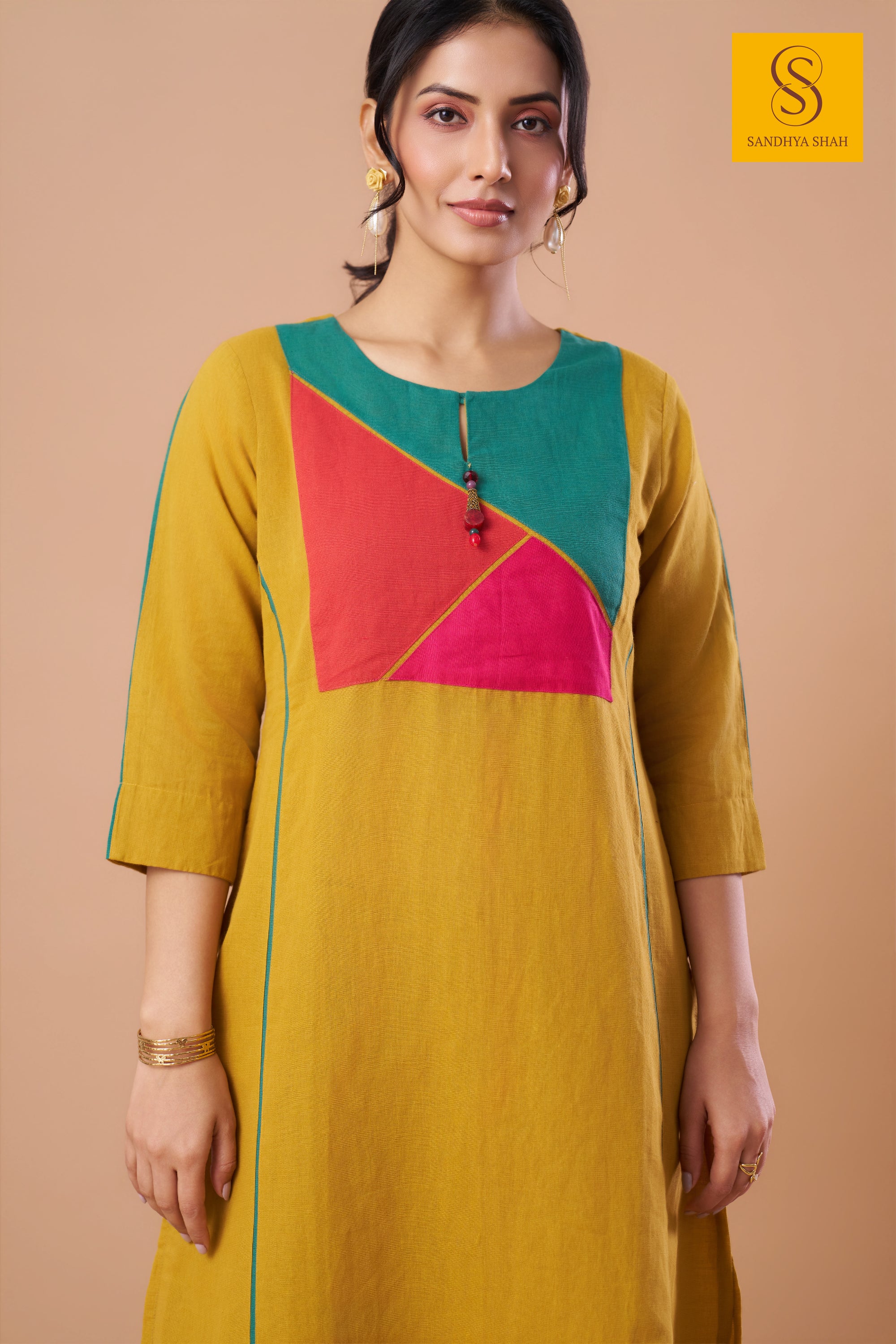 Mustard Motif Kurta Set