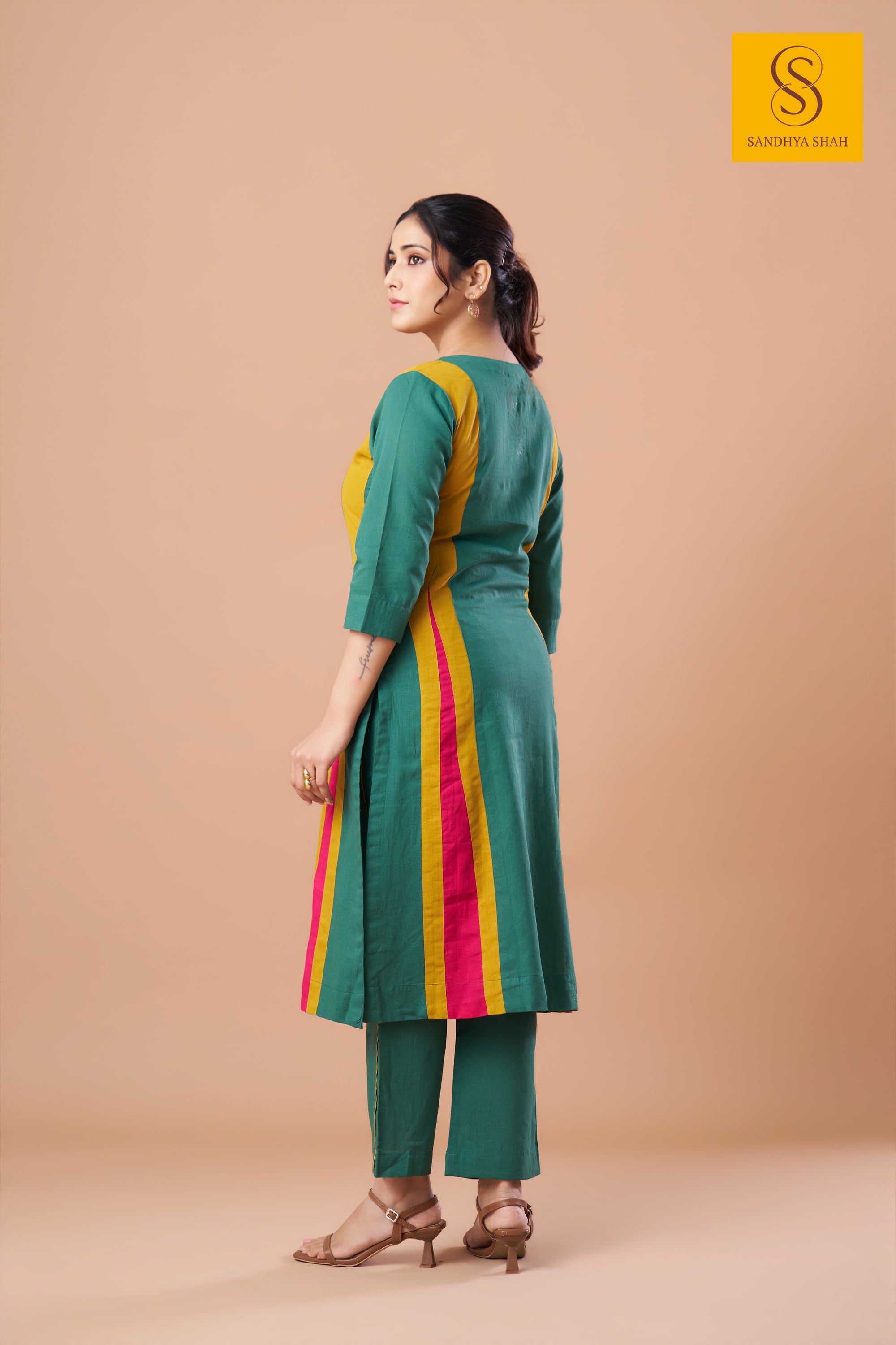 Emerald Panel Matrix Kurta Set