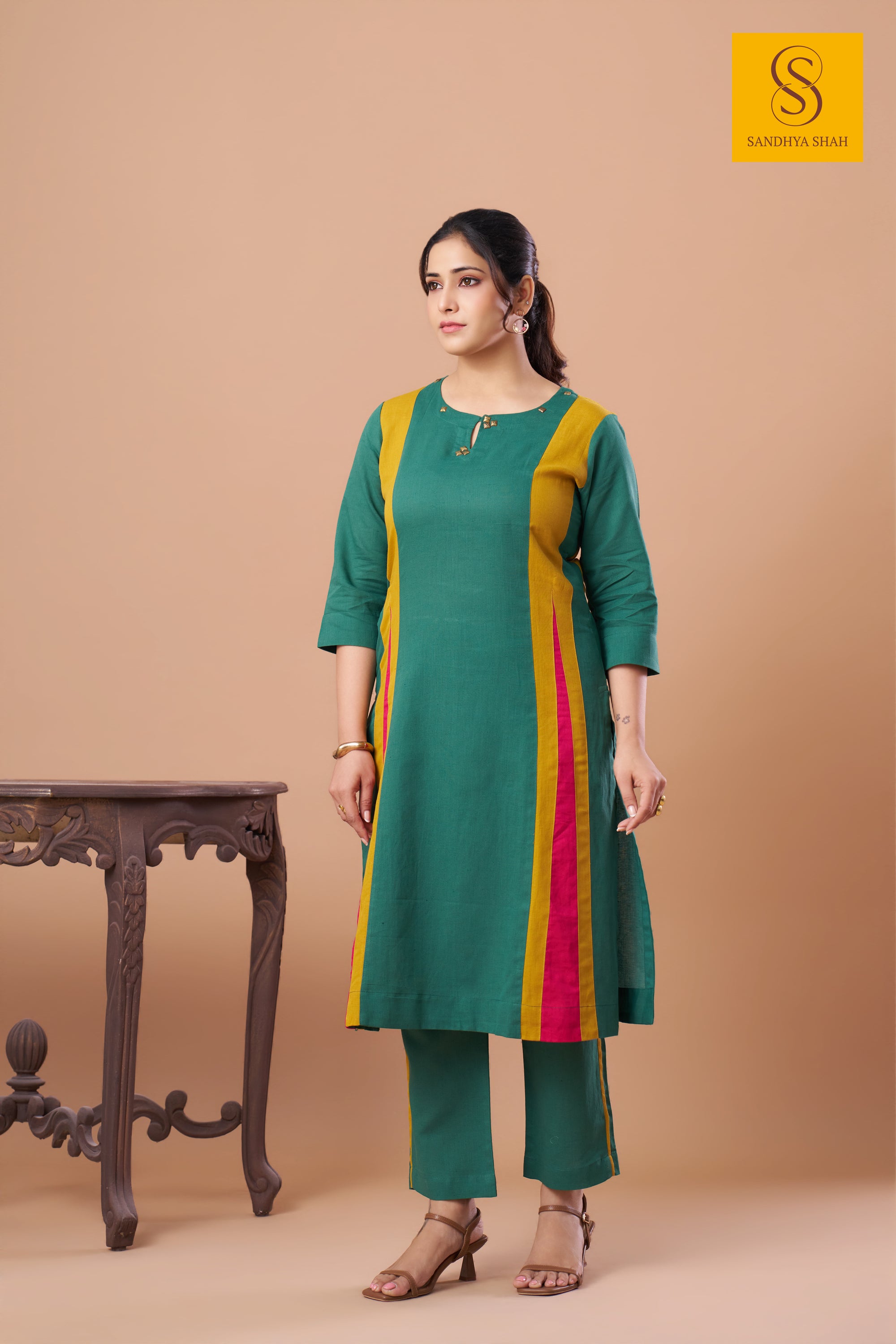 Emerald Panel Matrix Kurta Set