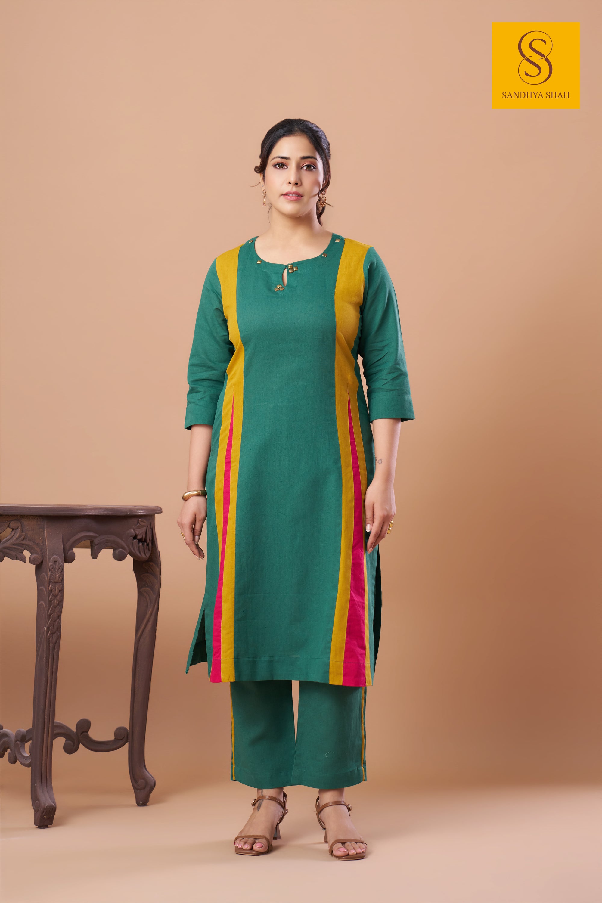 Emerald Panel Matrix Kurta Set