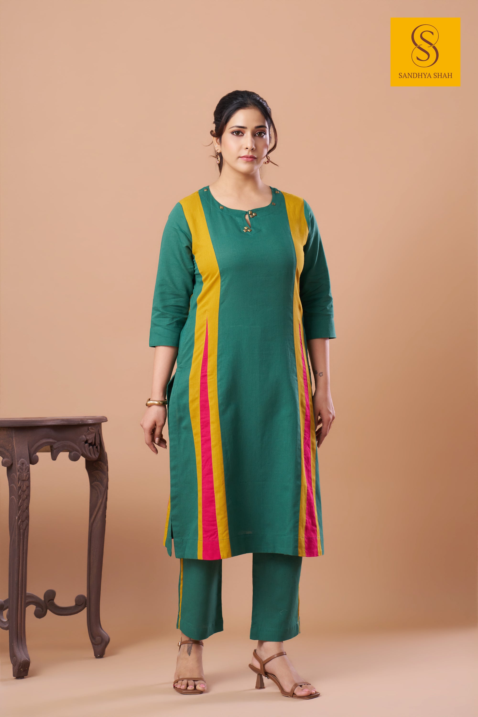 Emerald Panel Matrix Kurta Set