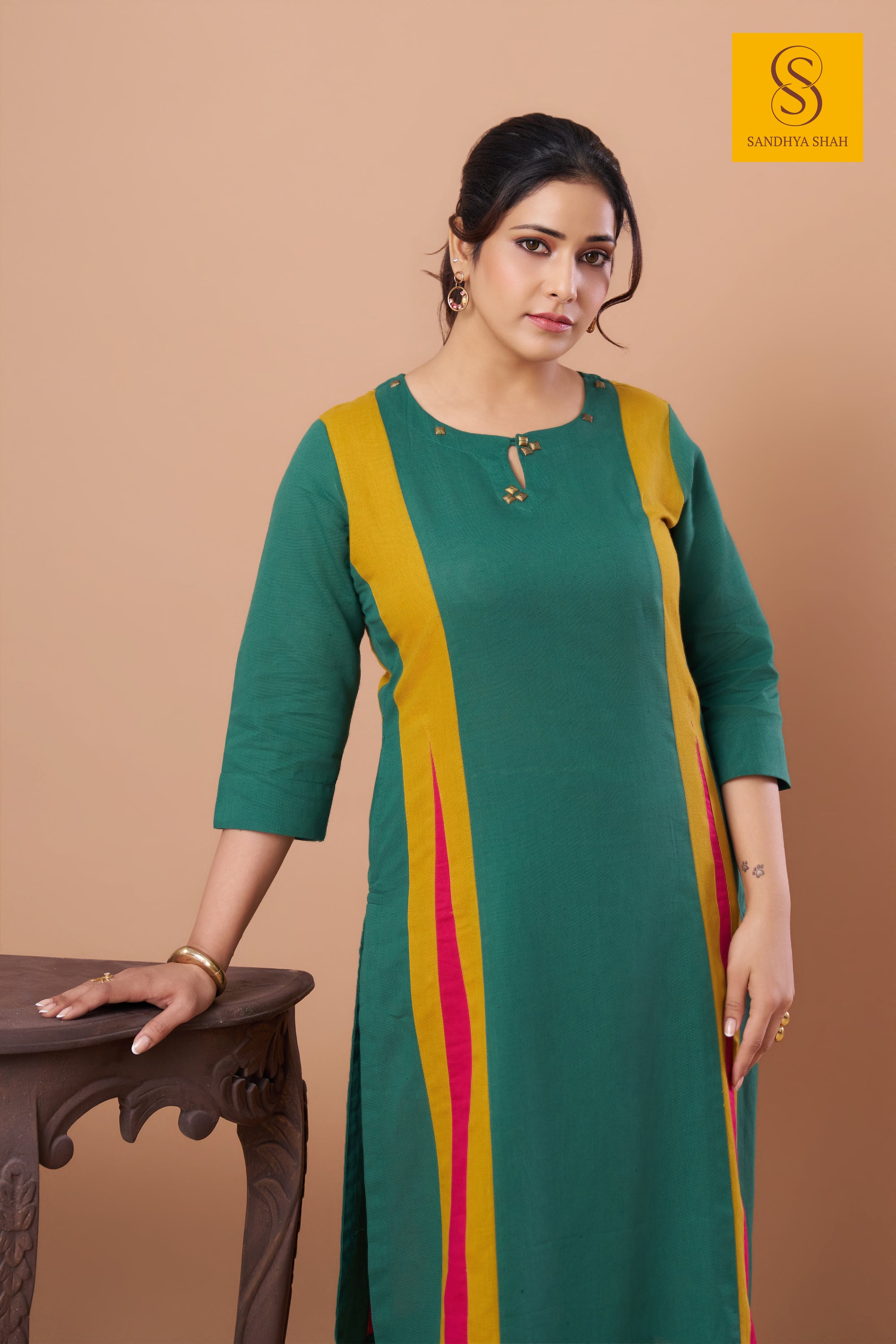 Emerald Panel Matrix Kurta Set