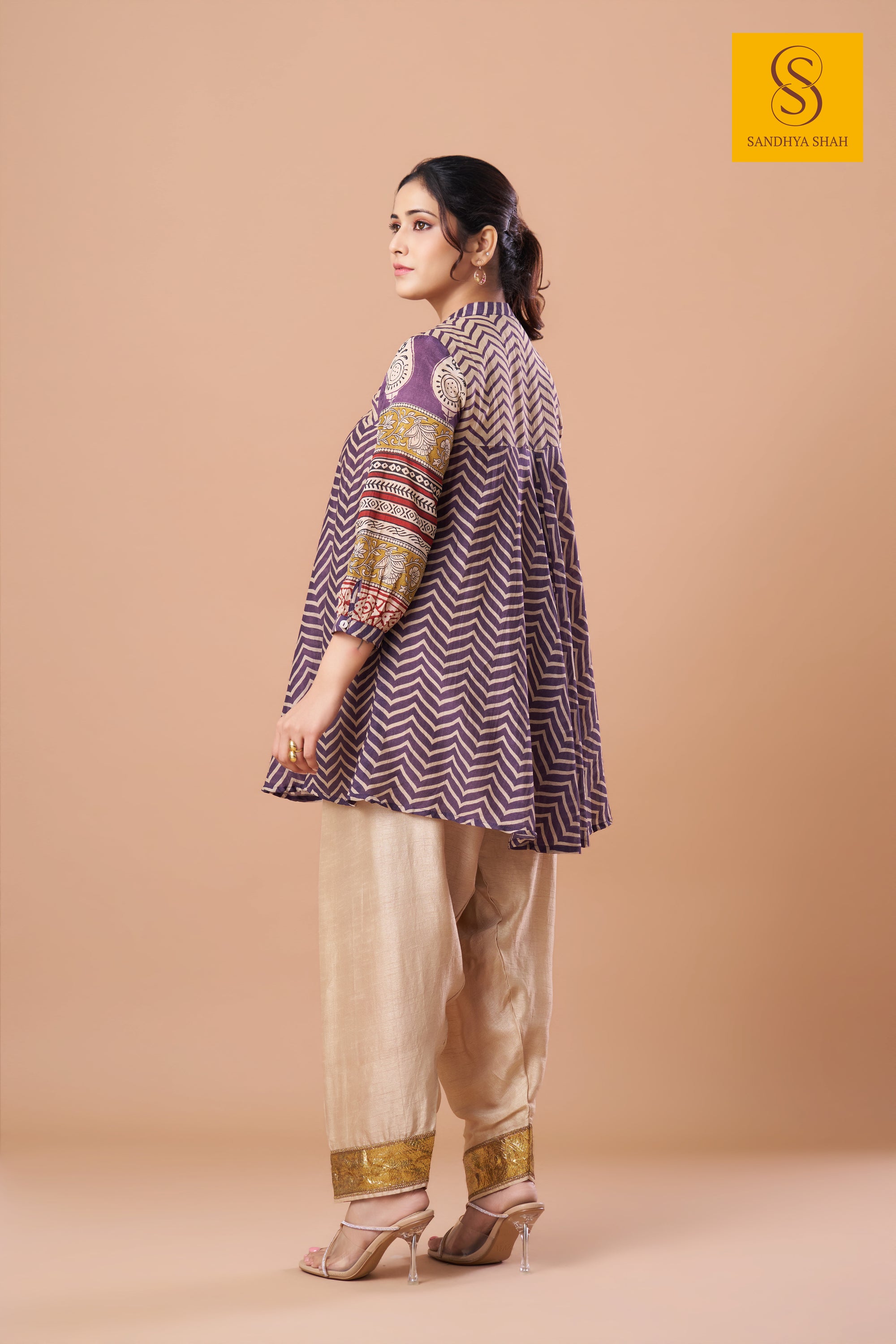 Amethyst Zigzag Dhoti Set