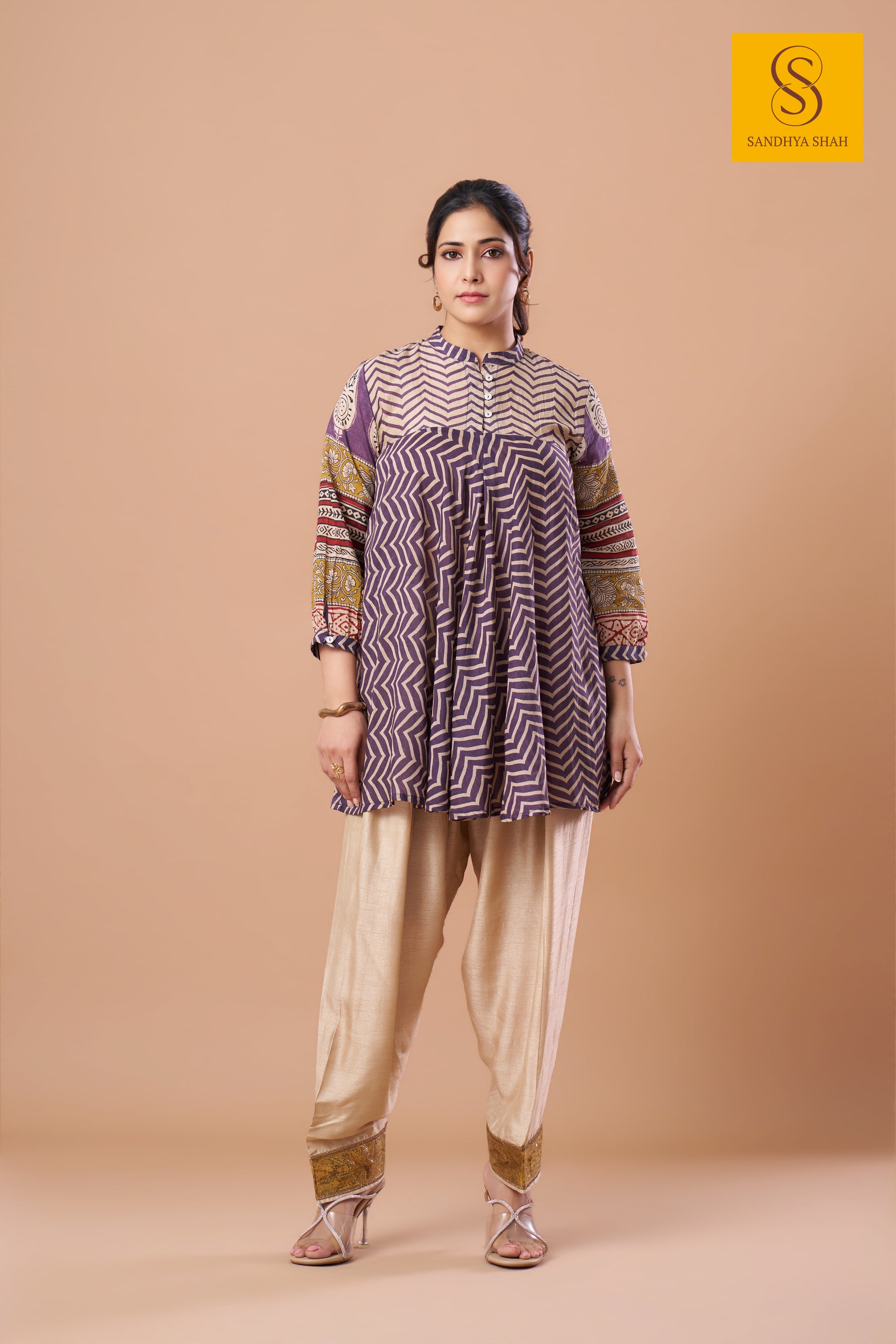 Amethyst Zigzag Dhoti Set