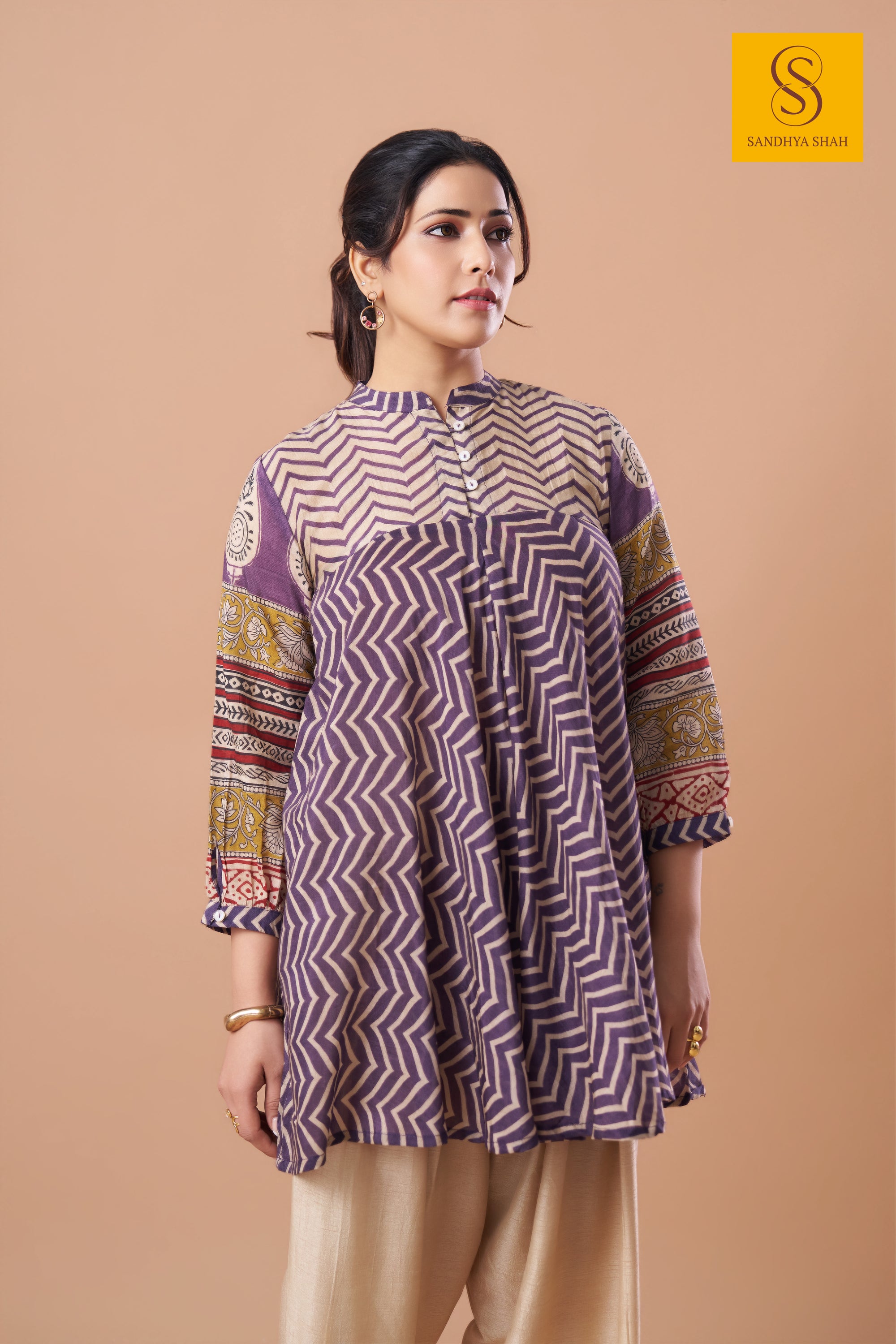 Amethyst Zigzag Dhoti Set