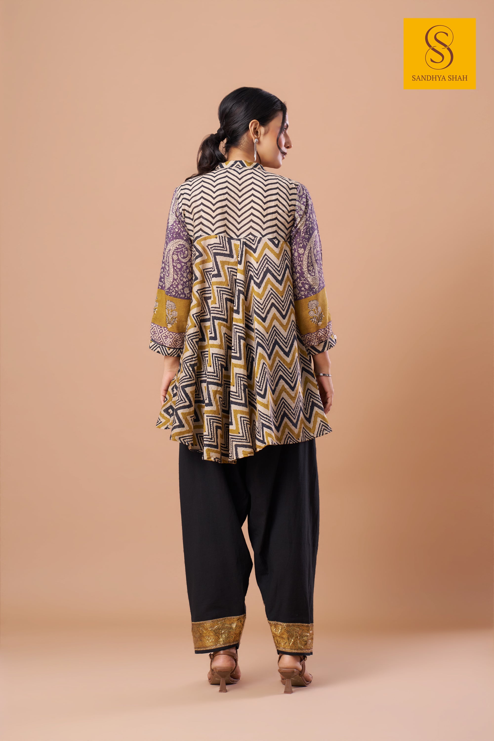 Saffron Zigzag Kurta Set