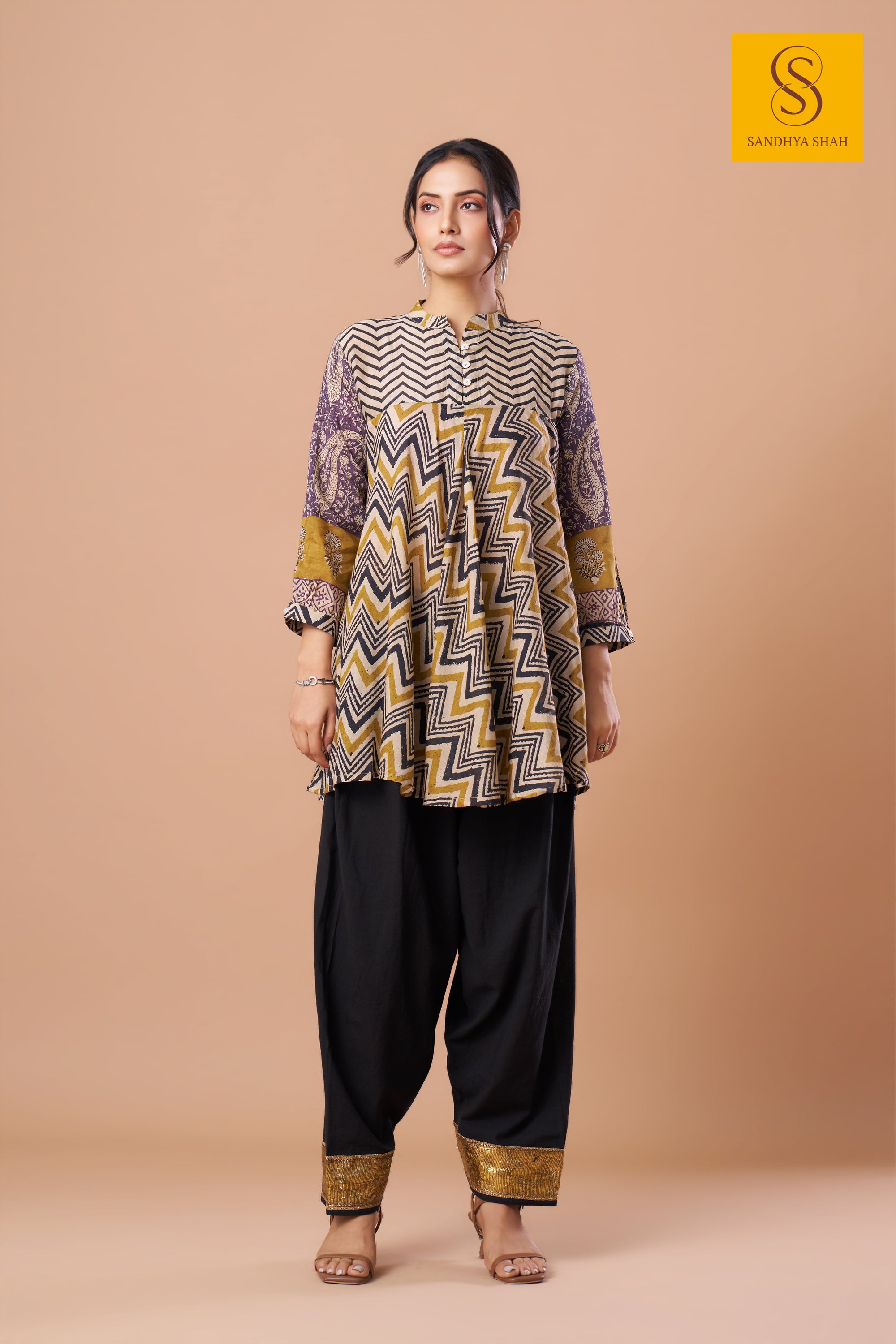 Saffron Zigzag Kurta Set