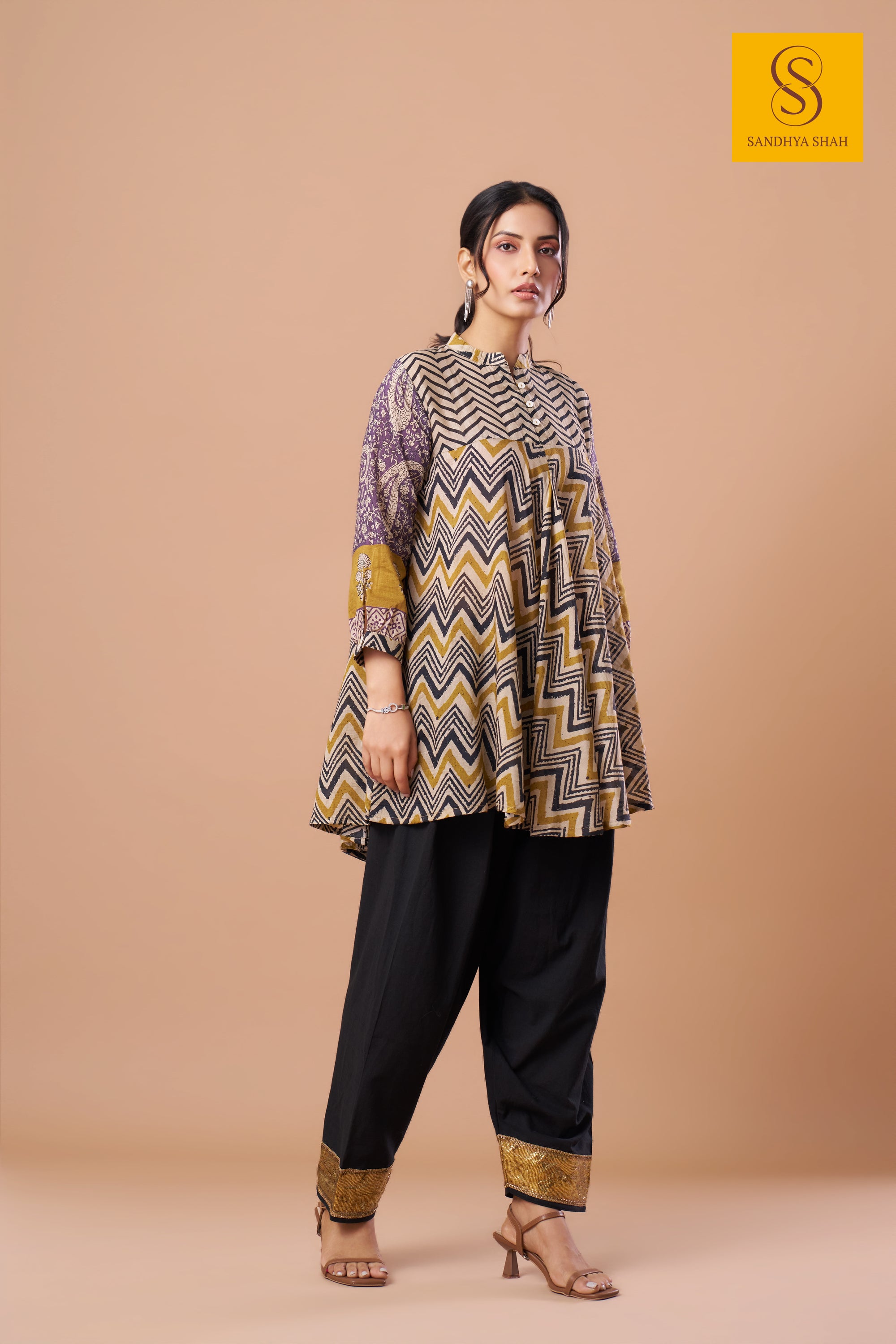Saffron Zigzag Kurta Set