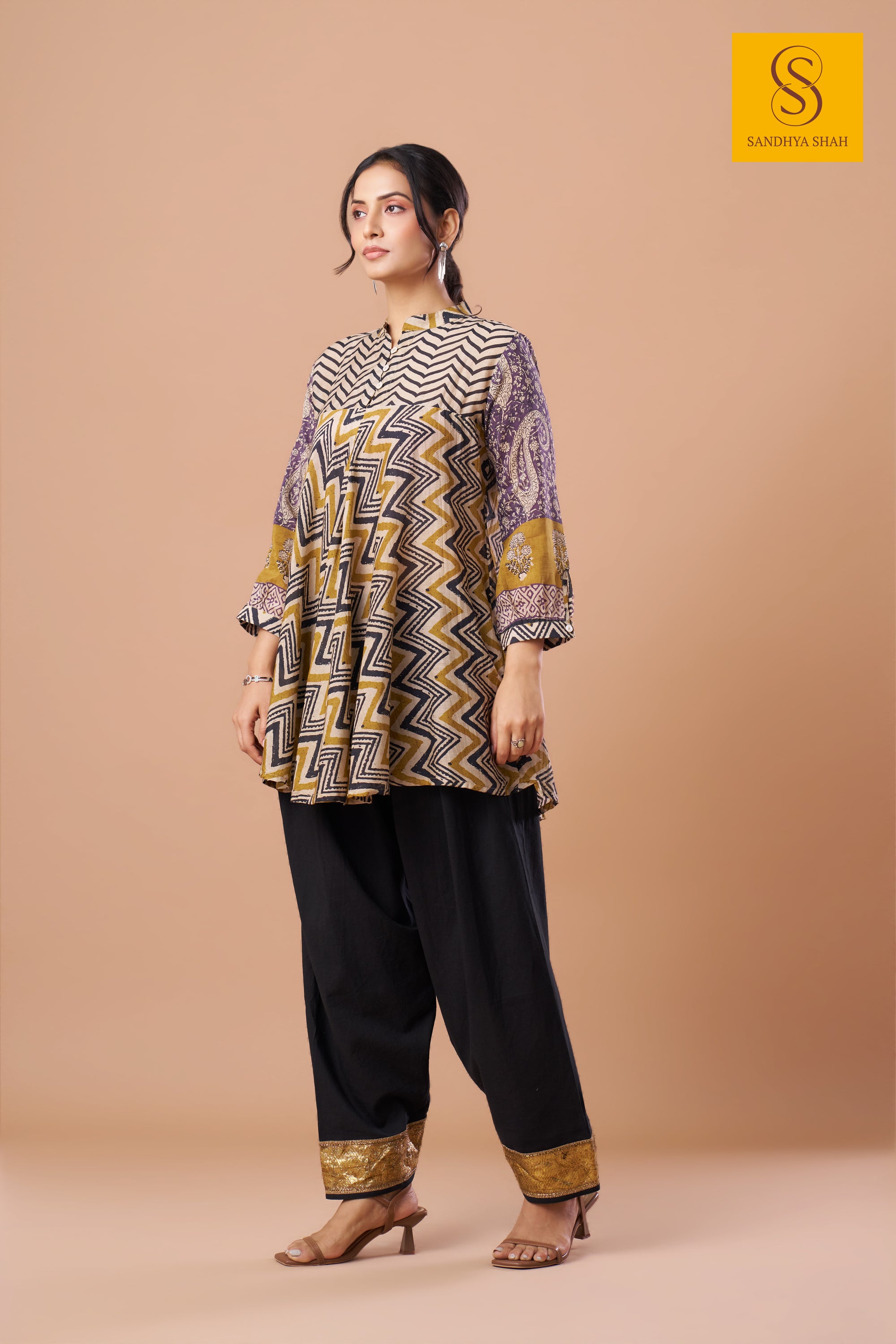 Saffron Zigzag Kurta Set