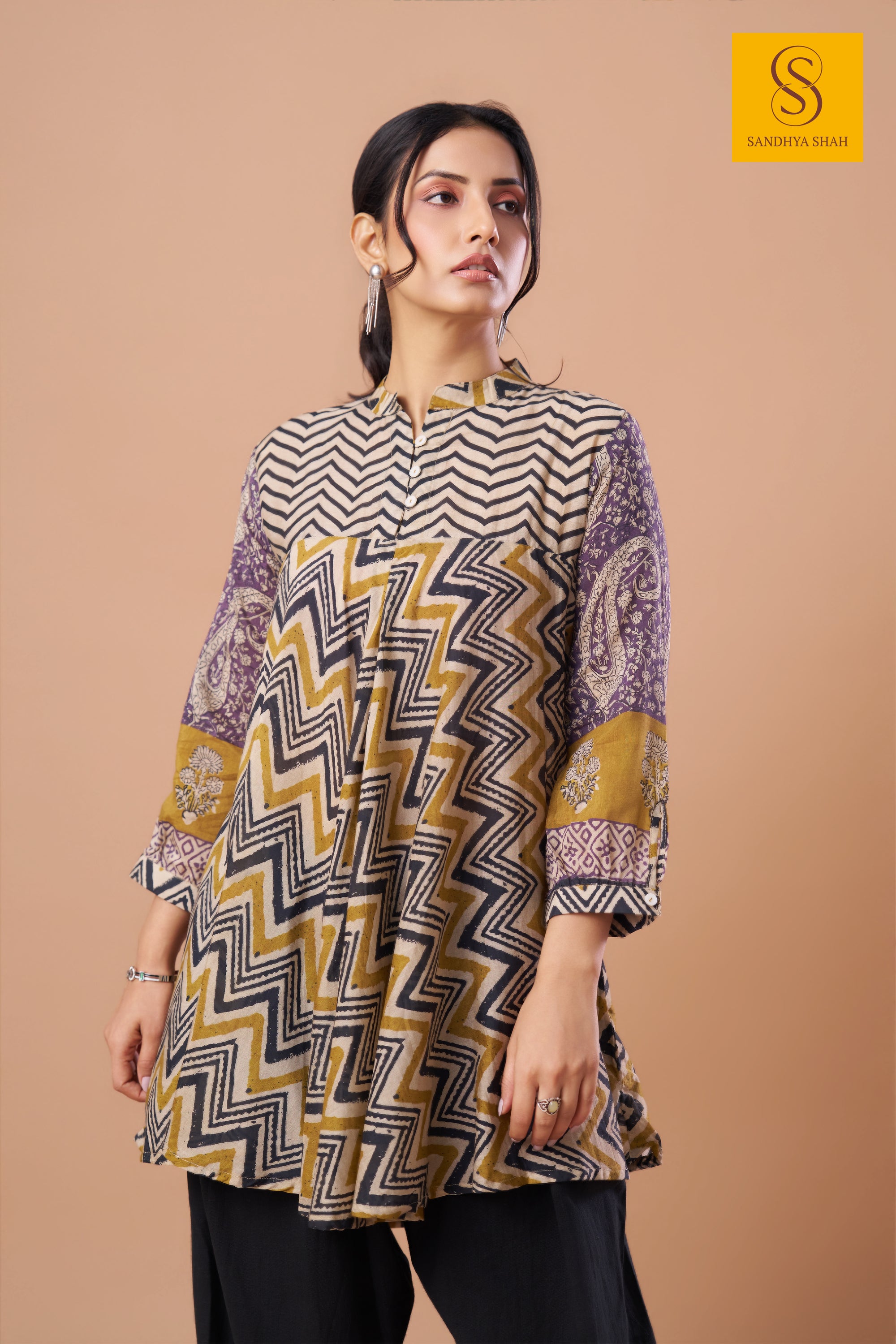 Saffron Zigzag Kurta Set