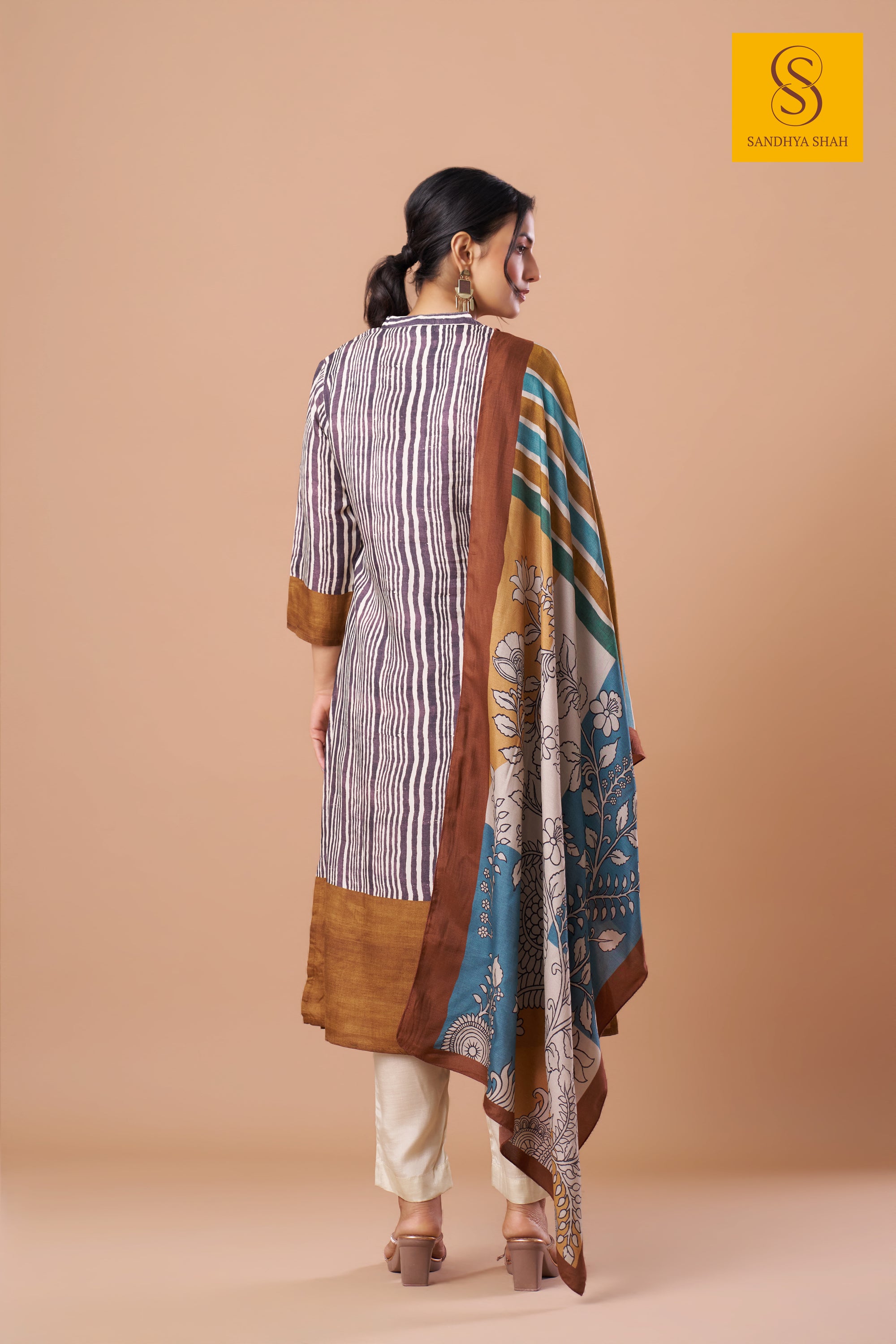 Earthy Ikat Floral Kurta Set